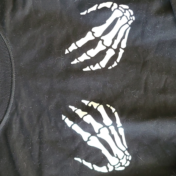 SHEIN Skeleton Hands long sleeve black crop top Size Small Halloween - Picture 2 of 3